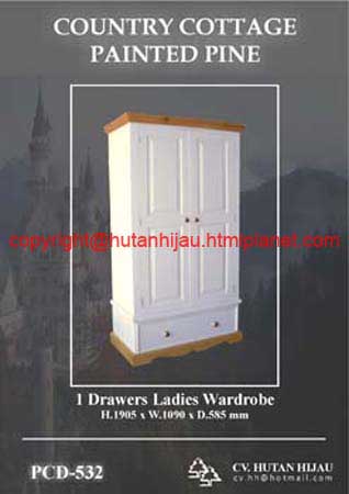 Wardrobe - PCD - 532 - 1 drawer ladies wardrobe