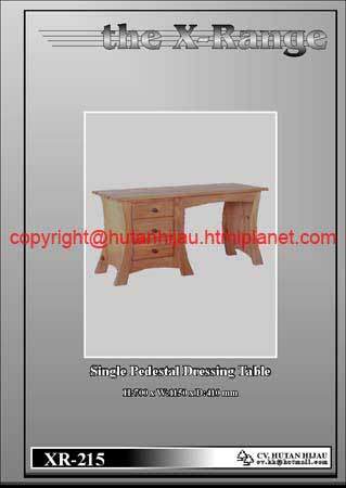 XR-215 - Natural Waxed Pine X style furniture - Single Pedestal Dressing Table