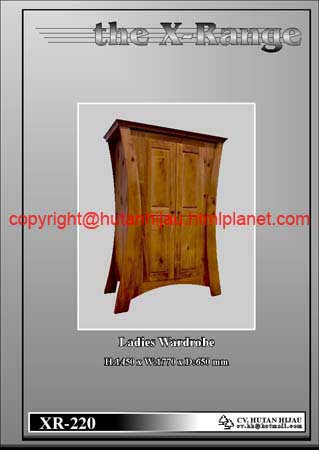 XR-220 - Natural Waxed Pine X style furniture - Ladies Wardrobe