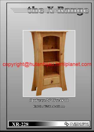 XR-228 - Natural Waxed Pine X style furniture - Bookcase